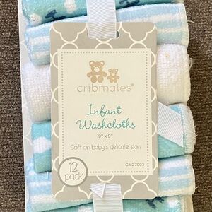 Infant Washcloths - Blue and White